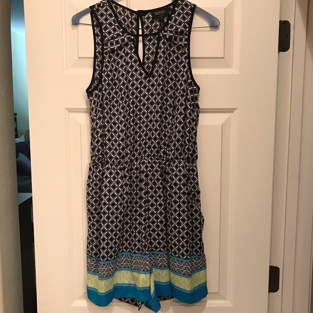 Laundry by Shelli Segal romper black/white/blue